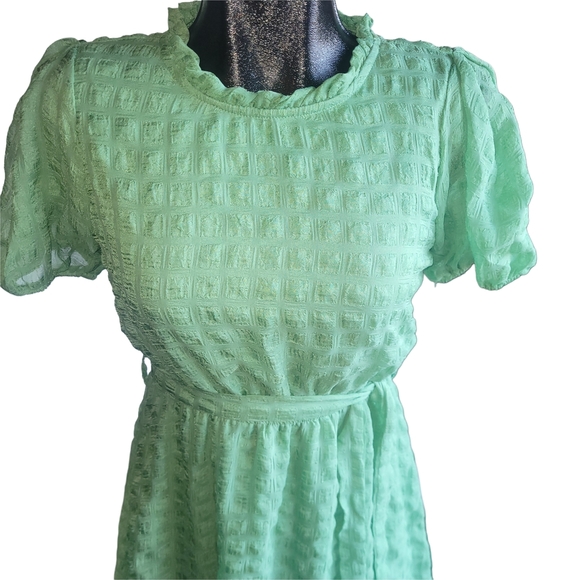 Monteau Green Short Sleeve Dress M - Picture 2 of 7